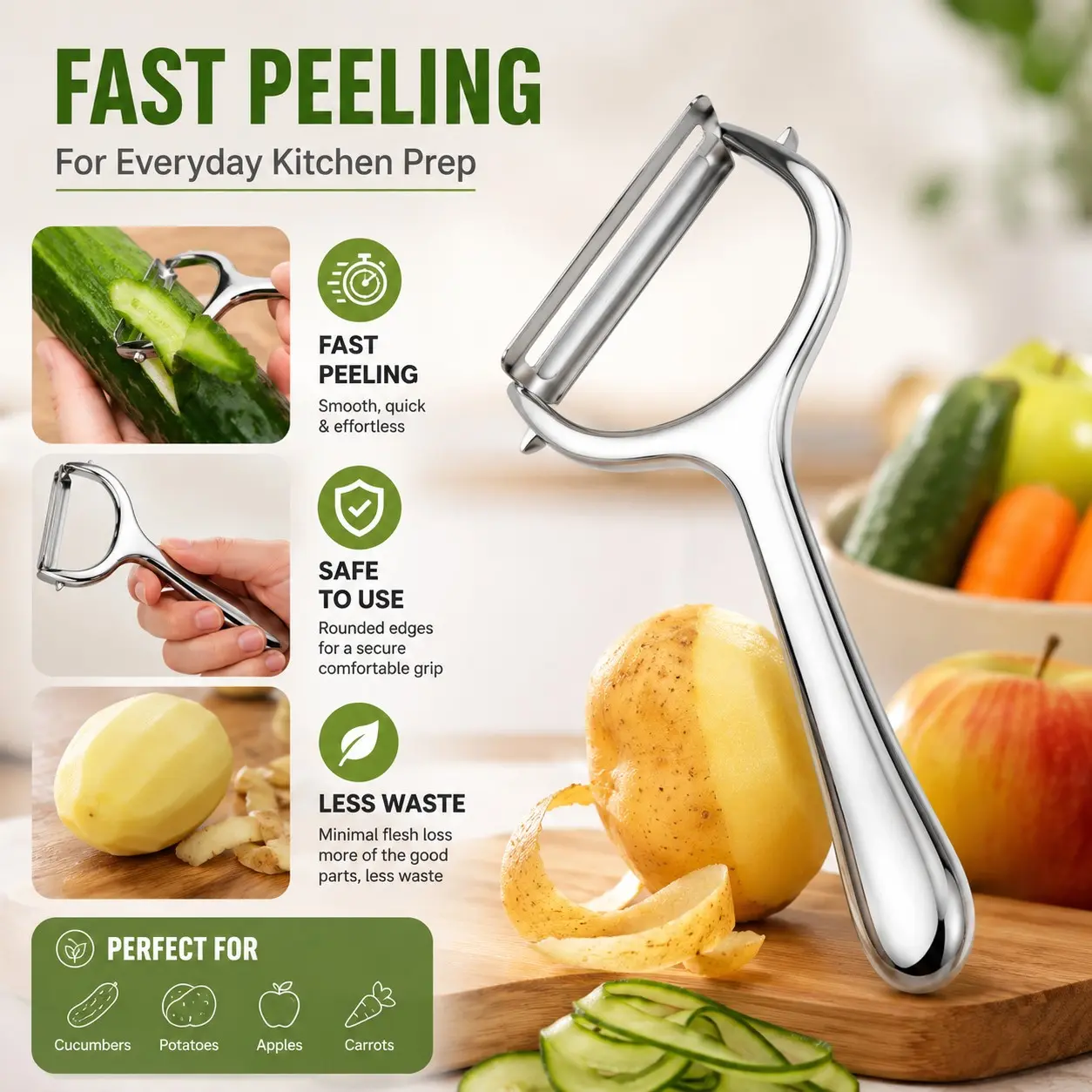 Stainless Steel Peeler Knife, Sharp Multi-Functional Peel Tool, Ideal for Daily Home Cooking Prep, Simple Design, 1 Piece Set, Peelers for Kitchen