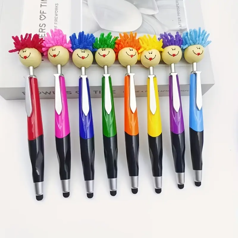 8Pcs Afro Doll Figure Ballpoint Pens, Cute Creative Aesthetic Writing Stationery, Smooth Writing Pens for School Office Home Use, Ideal Back To School Essentials & Small Student Gifts, Perfect Holiday Presents for Thanksgiving Christmas Halloween