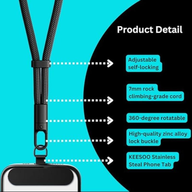 360° Rotatable Phone Lanyard, Adjustable Non-winding Mobile Phone Strap, Anti-fall Safety Wristband, Phone Accessories for Outdoor Activities