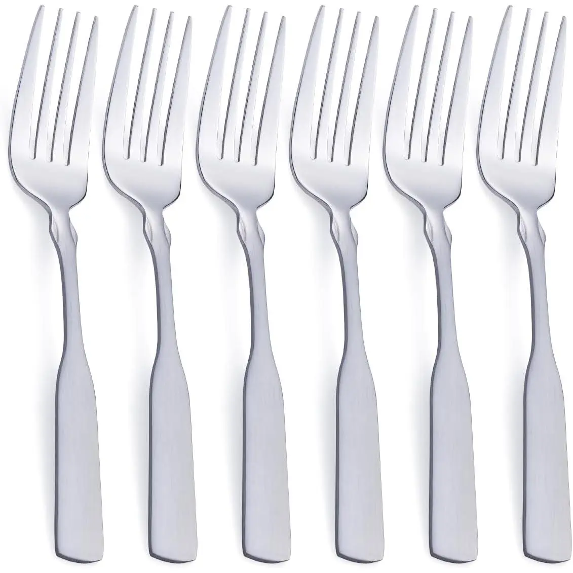 Dinner Fork, Stainless Steel 7.6” Heavy Duty Fork Silverware, Metal Fork Cutlery Set, 6-
