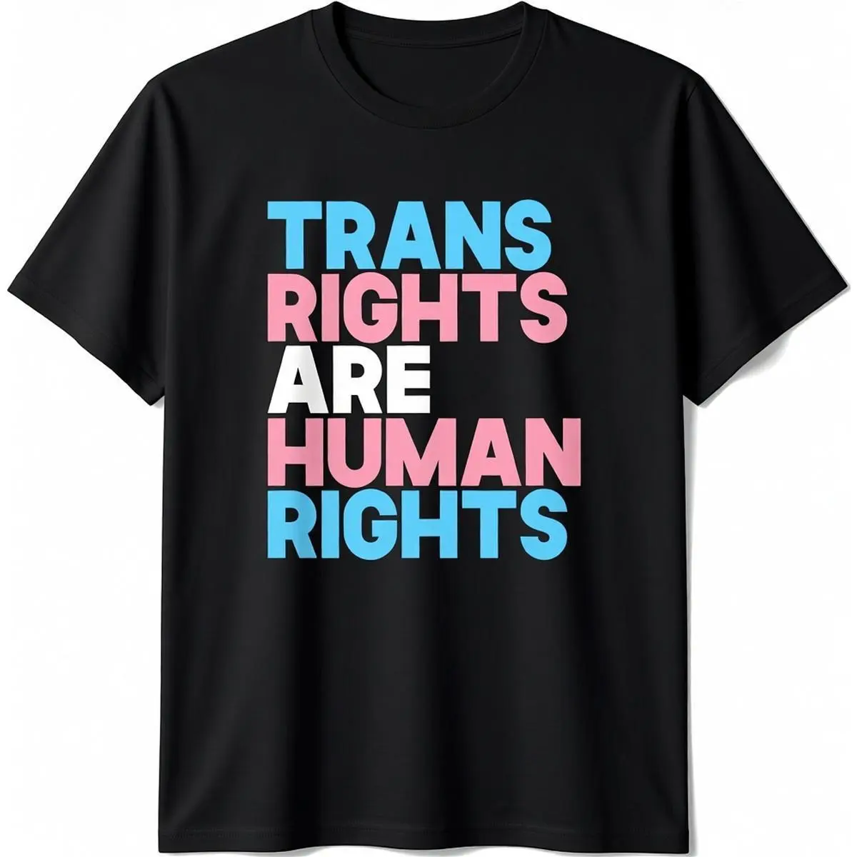 Graphic T-Shirt with 'Trans Rights are Human Rights' Print, Unisex 100% Cotton Classic Fit Streetwear Tee for LGBTQ Pride, Tshirt, Fashion, Short Sleeve, Top, Comfy, Basic, Fabric, Menswear, Round Neck, Casual, Graphic Print, Shortsleeve, Double Stitching