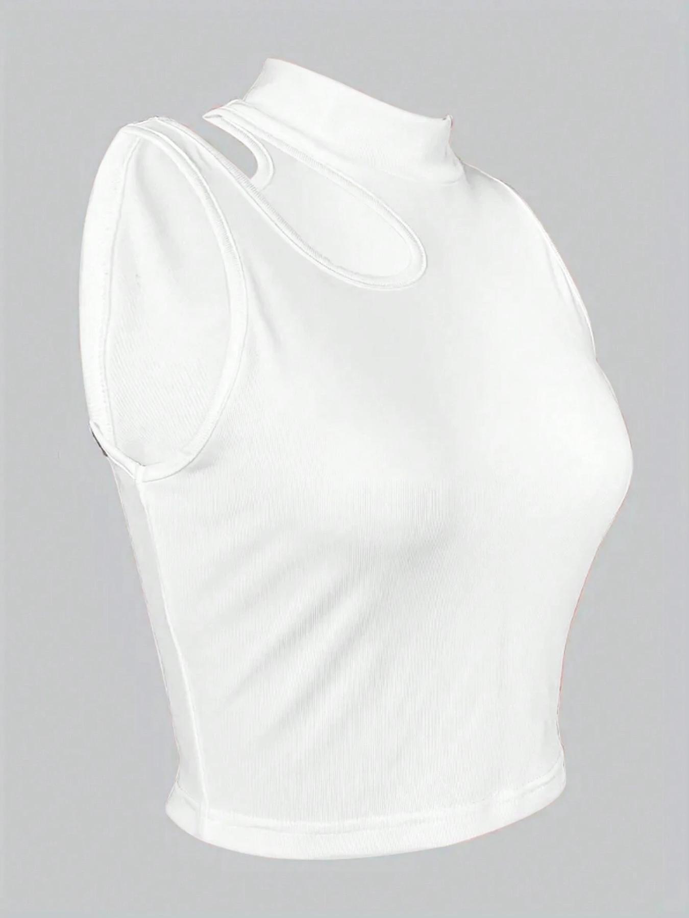 Women's Fashion Sexy Crop Top, Short Sleeve Cut Out Design, Tight Fit Showcases Figure, Inner and Outer Wear, Casual Style