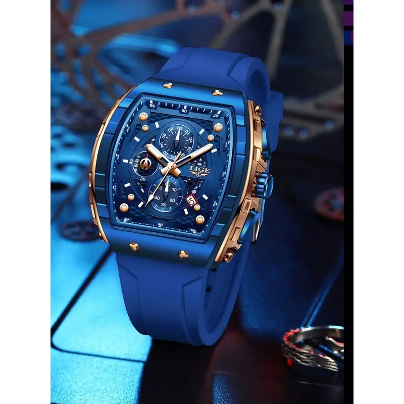 Men's Sporty Waterproof Quartz Watch, Quartz Analog Wristwatch, Fashionable Luminous Watch with Calendar Display for Party, Daily Clothing Decor, Trendy All-match & Exquisite Watch for Gift with Box