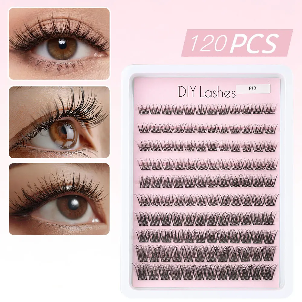 DIY Thick W-shaped Mermaid False Eyelashes Barbie Large Capacity 120 Waterproof Eyelash Clusters Soft False Eyelashes for Home Use