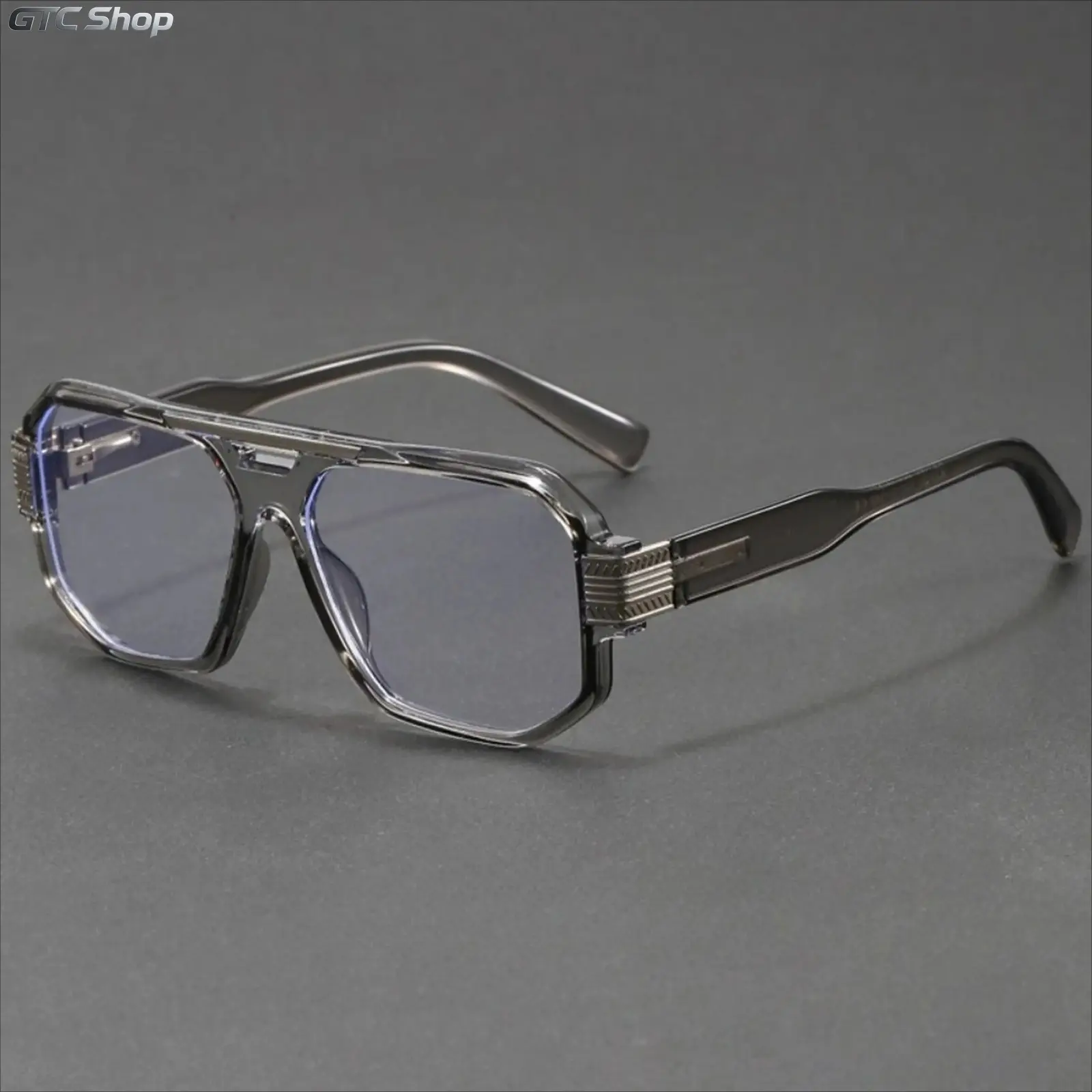 Double Bridge Square Full Frame Glasses with Metal Decoration Retro Classic Style Casual Eyeglasses Suitable for Both Men and Women Fashion Eyeglasses