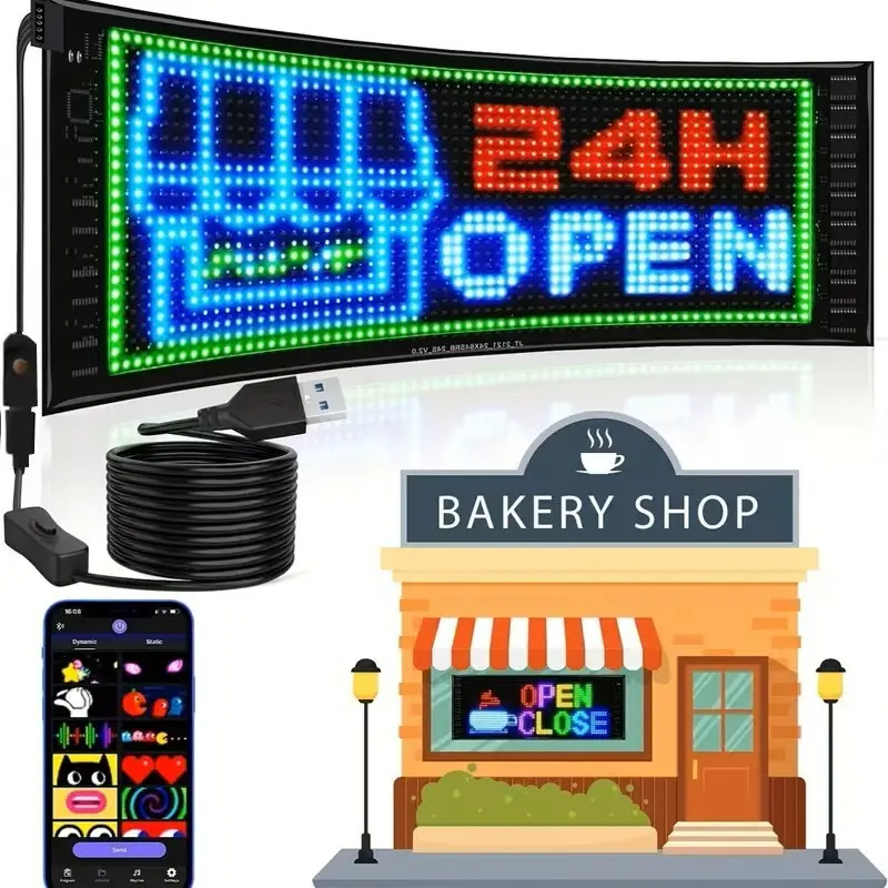 LED Electronic Display Soft Screen, APP Control, Text Emoji Patterns, Ideal for Store Signs, Restaurant Menus, Coffee Shops, Bars