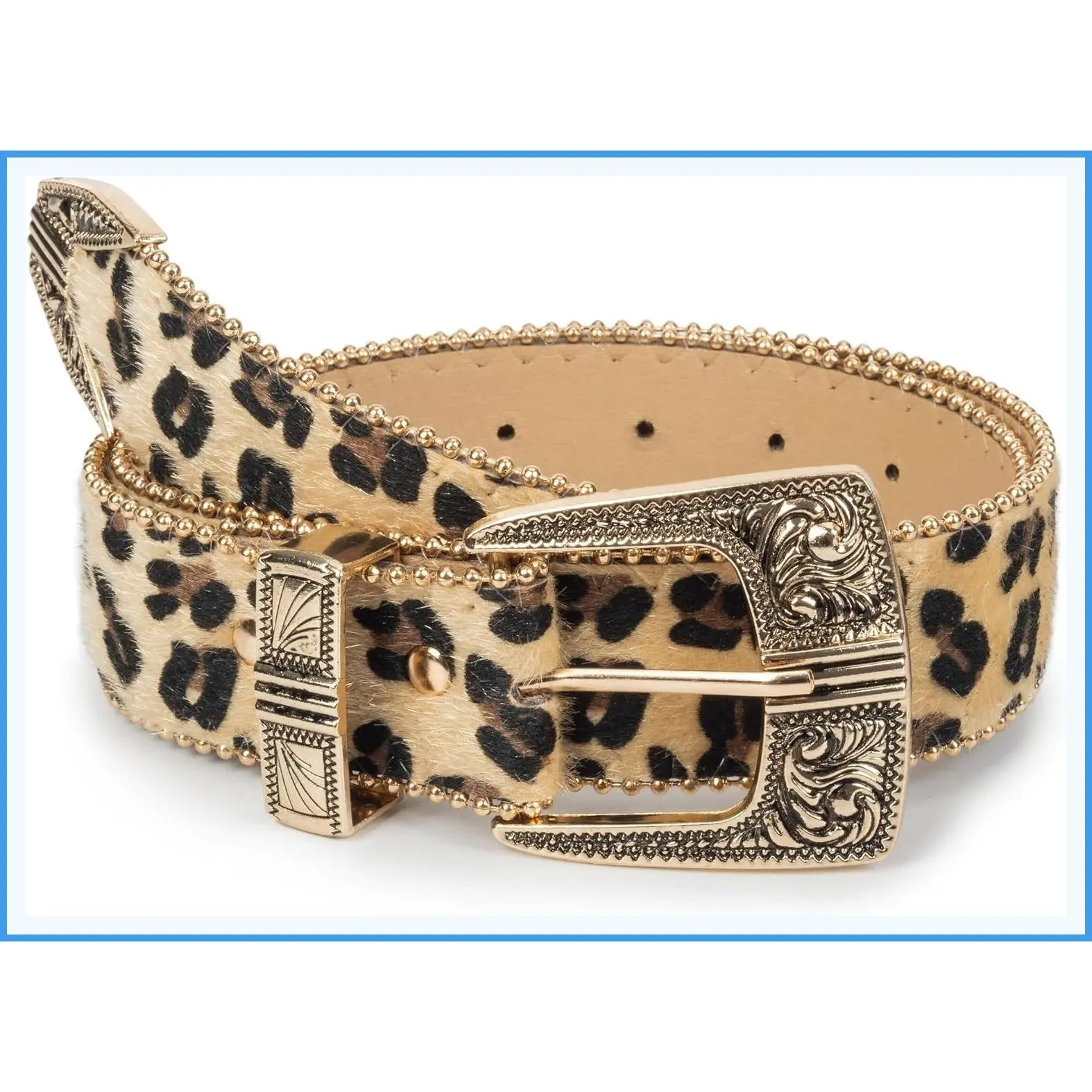 Women's Leopard Print Faux Leather Waist Belts, Casual Fashion