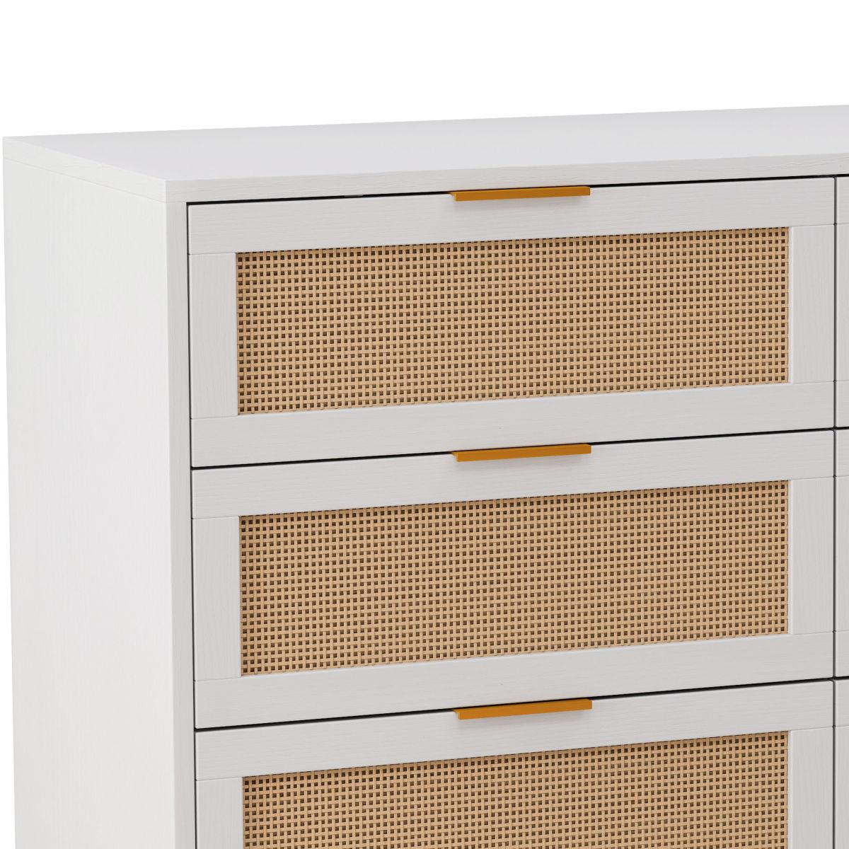 43.31"6-Drawers Rattan Storage Cabinet Rattan Drawer,for Bedroom,Living Room,Cupboards Cabinets Dresser - Fabric Storage Tower with Drawers, Bedroom Organizer, Chest of Drawers for Closet, Entryway, Versatile Design 43.31"6-Drawers Rattan Storage Cabinet Rattan Drawer,for Bedroom,Living Room,Cupboards Cabinets Dresser - Fabric Storage Tower with Drawers, Bedroom Organizer, Chest of Drawers for Closet, Entryway, Versatile Design