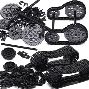 72pcs/92pcs Technology Building Blocks Track Sheet Set High-Tech Bricks Parts for Cars, Tanks, Wheels, Gears, Tires, Mechanical Accessories Compatible with 57518 57519 3708 3711 3649 3648 3708