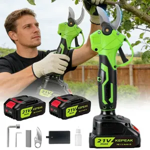 Electric Pruning Shears for Gardening, Cutting Cordless Power Pruner, Brushless Motor, Dual 21V Battery for Tree & Flower Trimming, 13000mAh Long-Lasting Battery