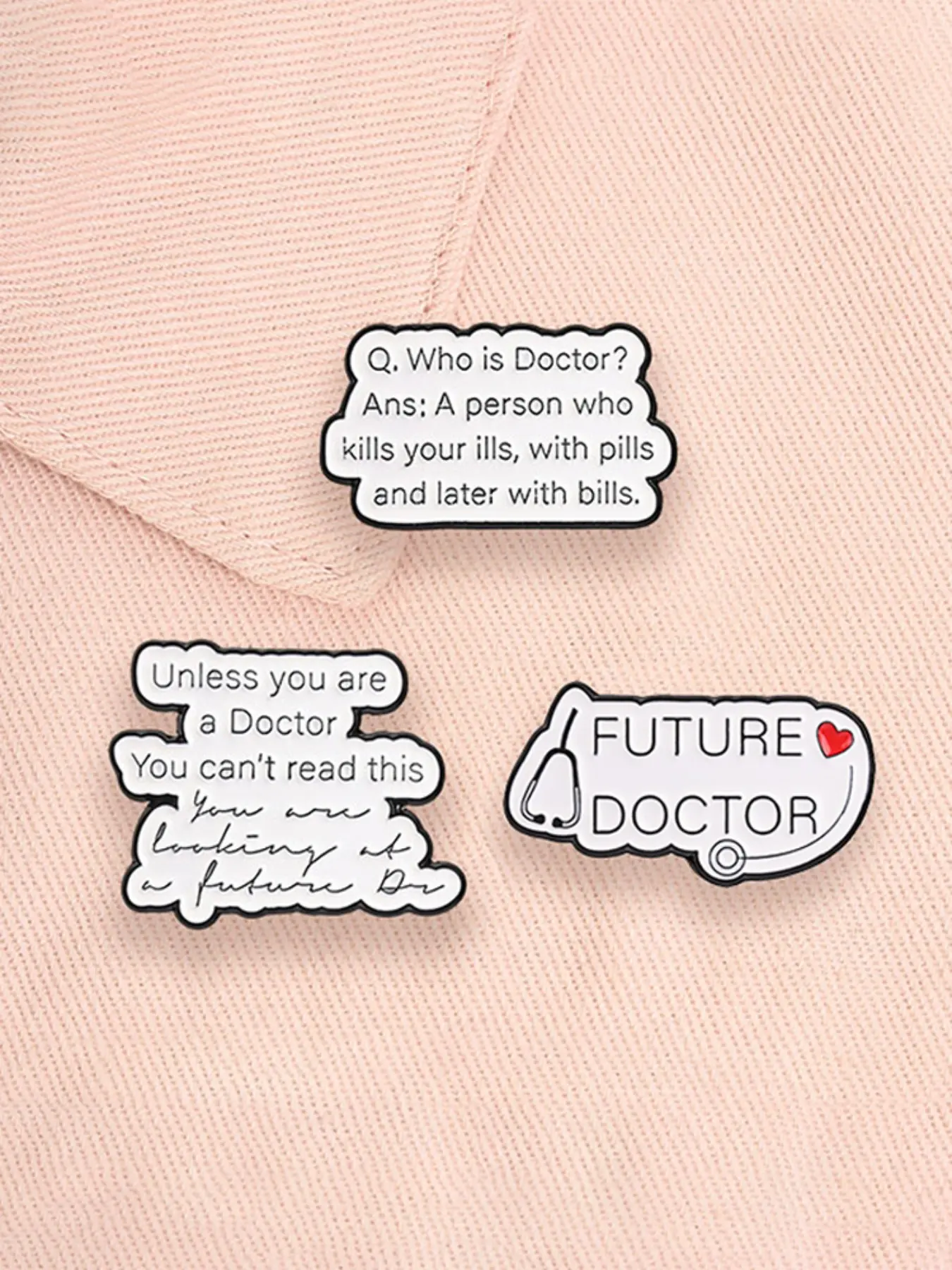 3-Piece Medical Quote Brooch Set, Future Doctor Enamel Pins, Stethoscope Nurse Student Alloy Lapel Pins, Fashion Accessories