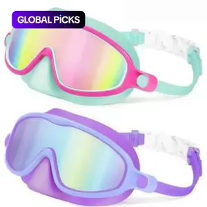New Swimming Goggles with Nose Clip, 2-Pack Wide Vision Dive Mask, Anti-Fog UV Protection, Leak-Proof, Suitable for Kids 3-14 Years, Swim Goggles Set