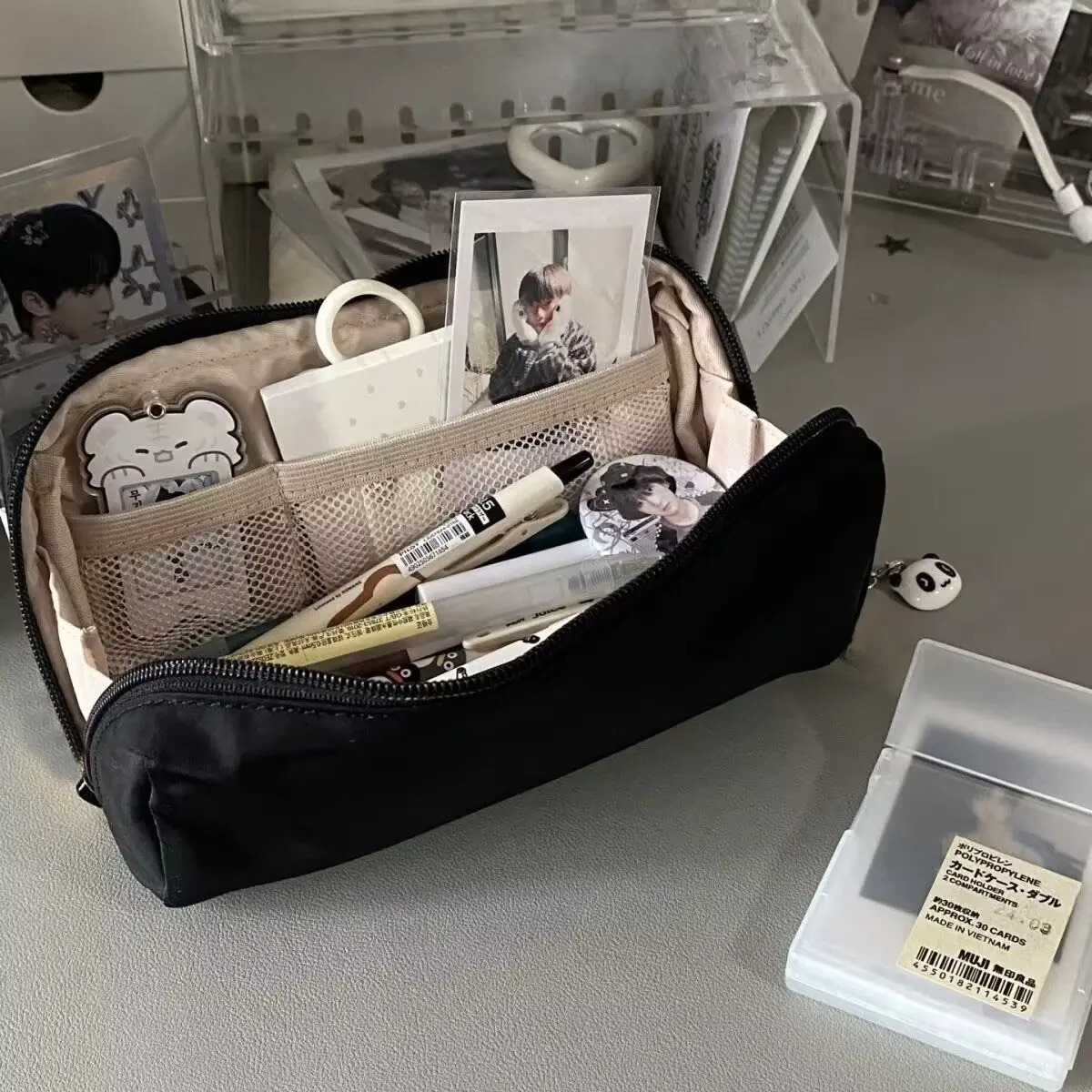 High-Profile Single Color Spring Clip Pencil Case, Anti-Dirt, Large Capacity Student Pencil Bag, Classroom Supplies, New School Gift