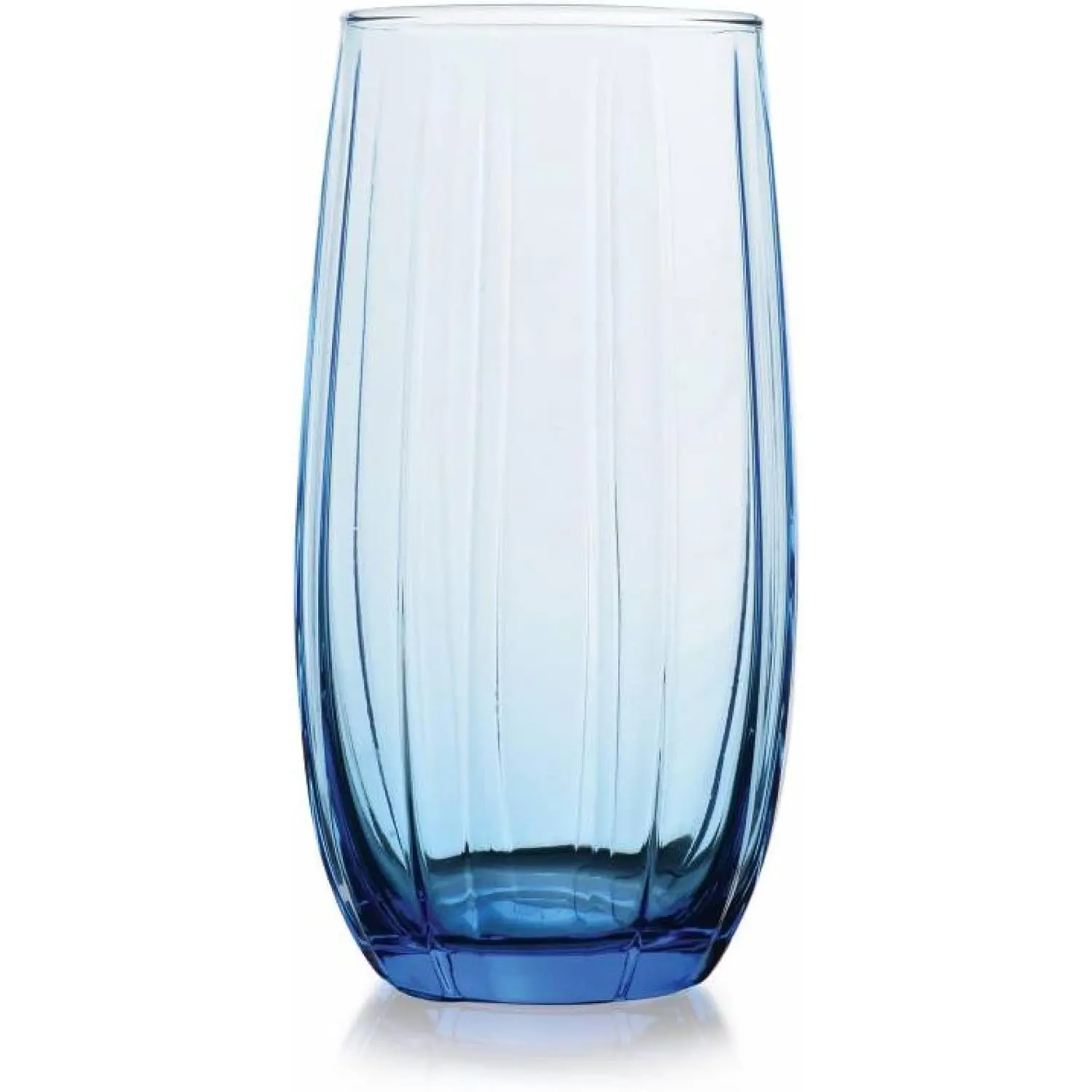 Ribbed Drinking Glass, 5.9" Tall x 3.0" Wide – Modern Highball Water Glass – Textured Beverage Glass for Juice, Iced Tea & Cocktails – Durable Glassware (Blue, Pack of 6)