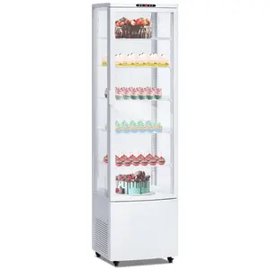 10.9 Cu.Ft Commercial Glass Door Display Refrigerator – Countertop/Floor-Standing Beverage & Pastry Cooler, LED Lighting, Adjustable Shelves, Auto Defrost, Double Glass, Sliding Rear Door, Casters