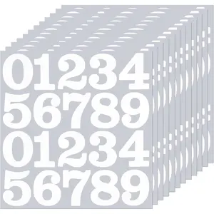 24 Sets 2 Inch 0-9 Self Adhesive Vinyl Number Stickers for File,Lockers,Mailbox,Classification,Organizer - 12 Sheets White