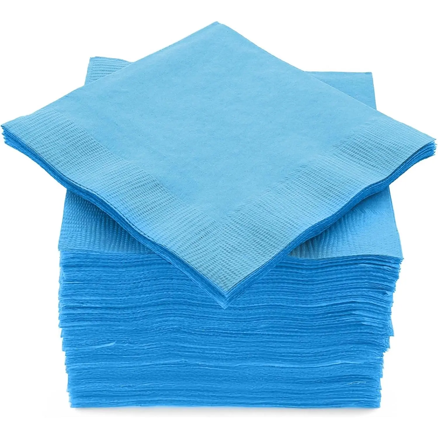 Big Party Pack 100 Count Caribbean Blue Beverage Napkins - Ideal for Wedding, Party, Birthday, Dinner, Lunch, . (4" x 4")