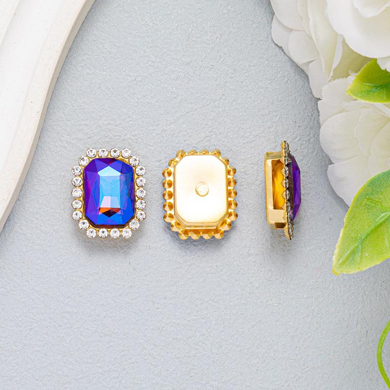 Adhesive DIY hand-sewn rectangular double-layer bow hardware for Crocs shoes and bags accessories