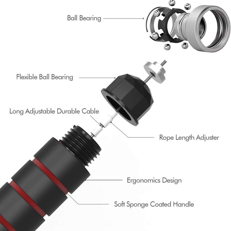 Adjustable Durable Skipping Rope Ball Bearing Lightweight for Adults Kids Home Office Fitness