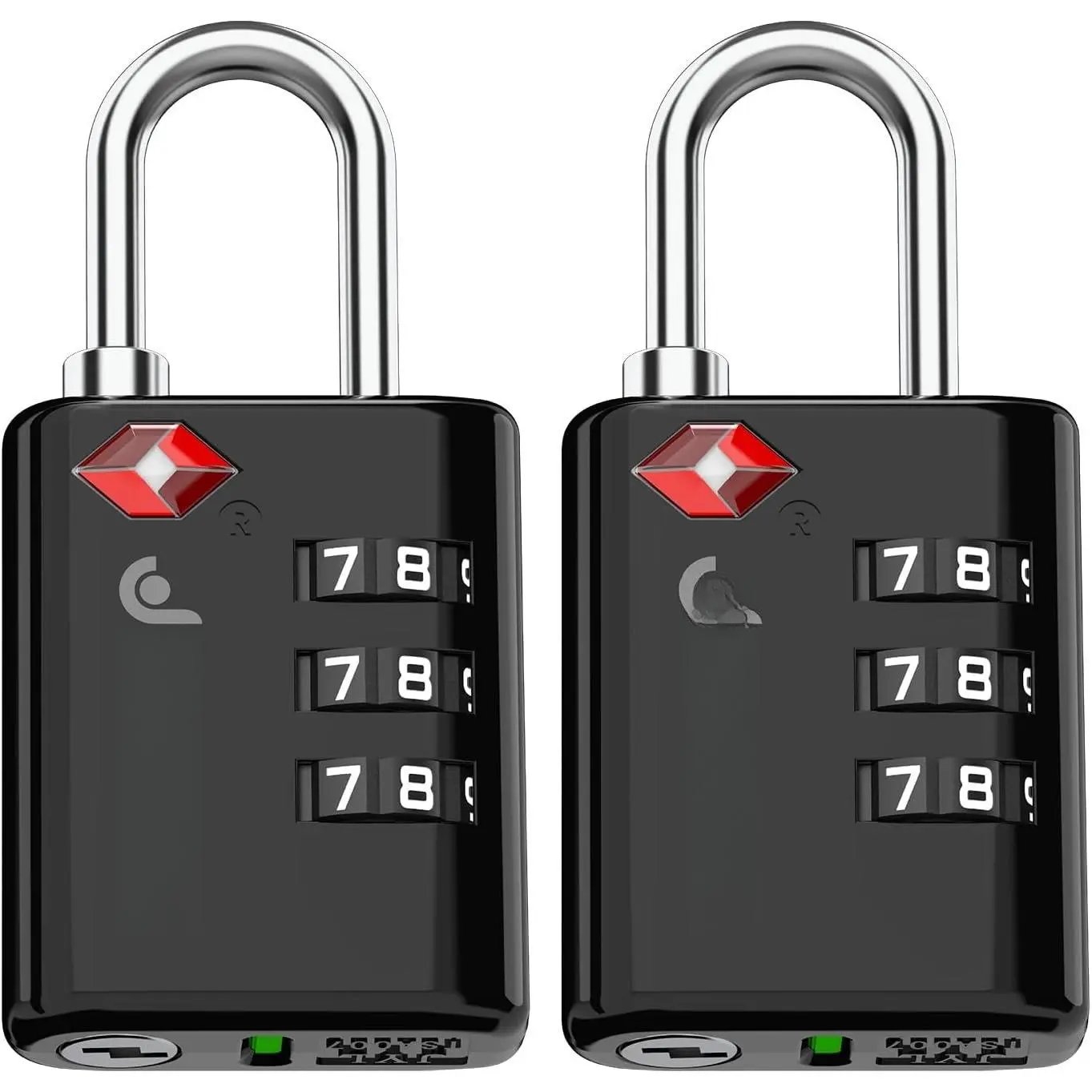 TSA Approved Locks for Luggage. Suitcase Locks with Open Alert , 3 Digit Combination Padlock with Alloy  for Travel, Backpack Zipper Anti , Locker, Gym, Tent- Black, 2 Pack