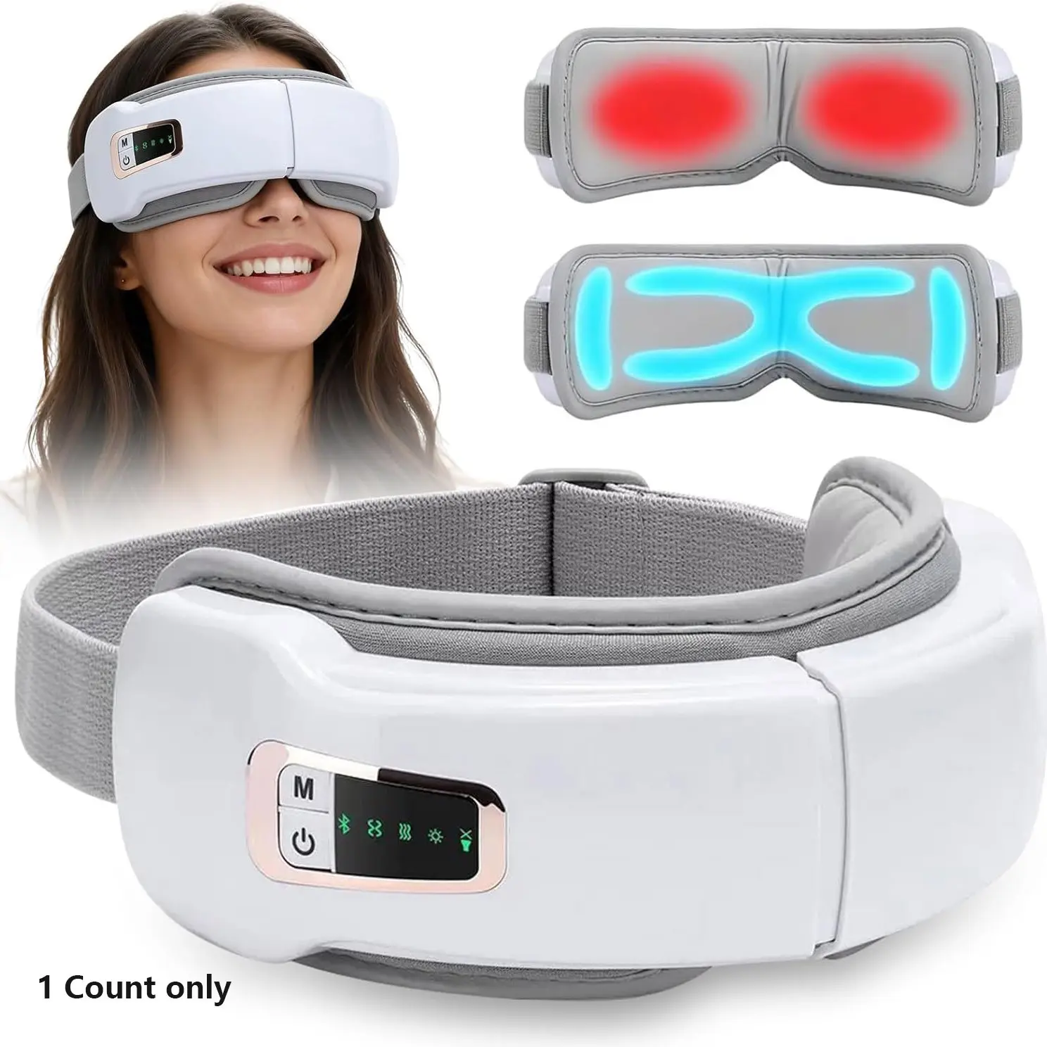 Music Airbag Eye Massager, 5 Modes Hot Compress Squeeze Relax Eye , Bluetooth-compatible Heating Eyemask For Dry Eyes, Improves Sleep, Relaxation Aid