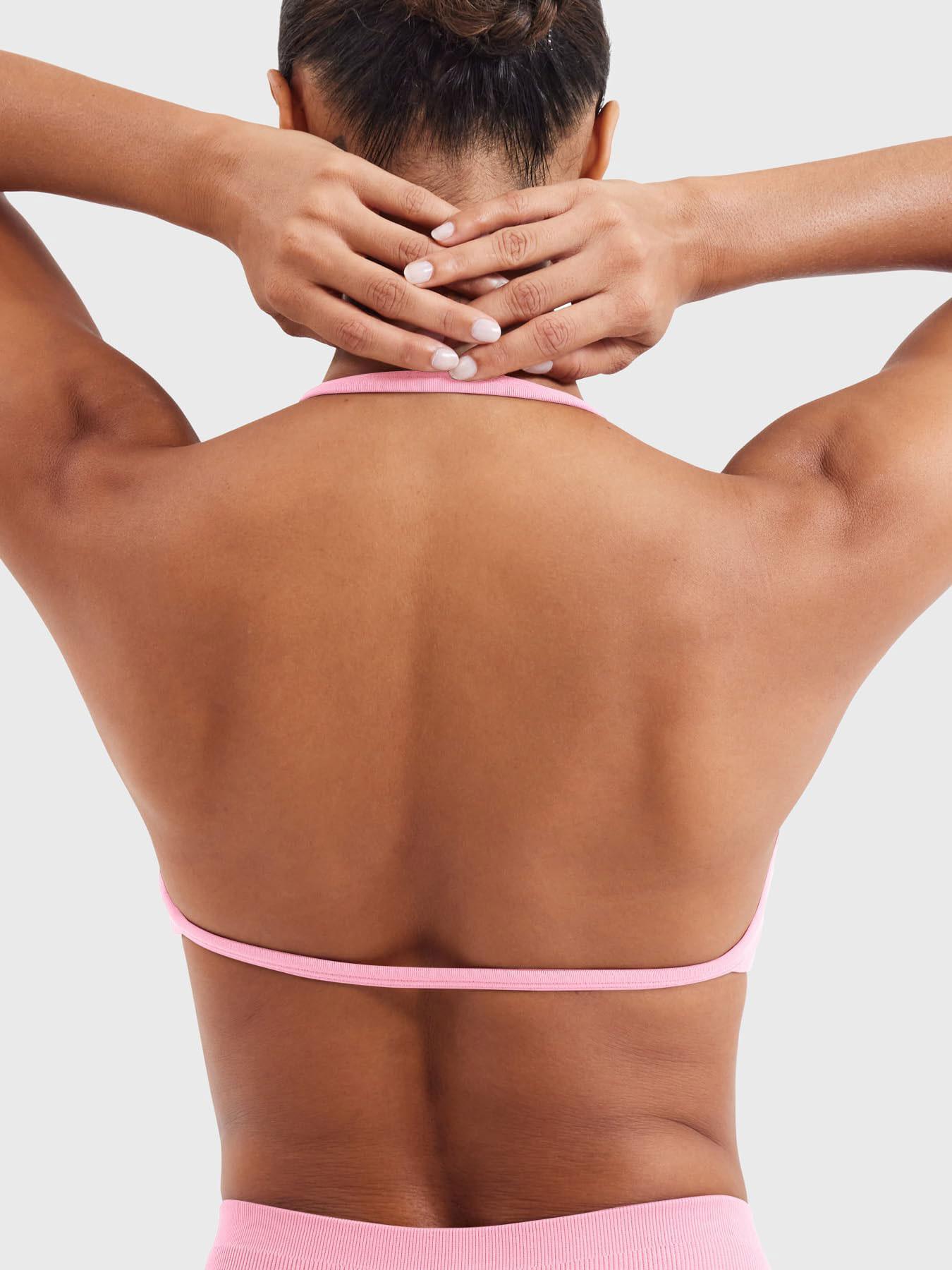 3-piece women's halter-neck, solid color high-elastic nylon backrest fitness bra, body-shaping and comfortable underwear, Breathable Sports Bra