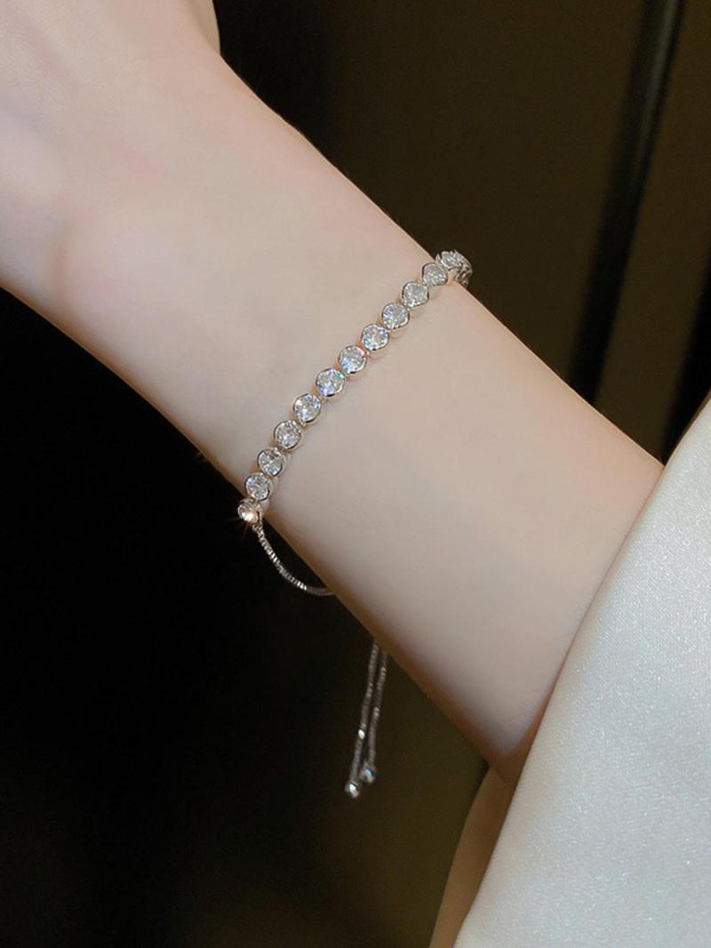 Adjustable Zircon Decor Bracelet, Elegant Jewelry Bracelet, Gemstone Bracelet, Fashionable Jewelry for Women & Girls, Trendy All-match & Exquisite Jewelry for Birthday Gift