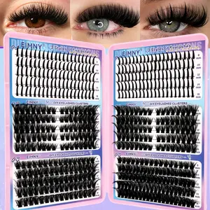 Mixed Length Individual False Eyelashes Kit, 520pcs Lash Clusters for Eyelash Extension, Includes Spiky+80D+100D, include Bond&Seal, Tweezers and Brush, D-Curl Natural-Looking Eyelash for DIY at Home