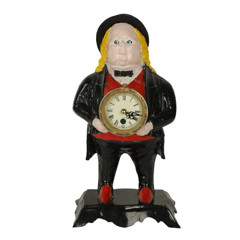 Handmade Vintage Gentleman Clock, Artistic Desktop Clock with Moving Eyes, Antique Home Decor Wall Clock, Retro Style Timepiece, Desktop Table Clocks