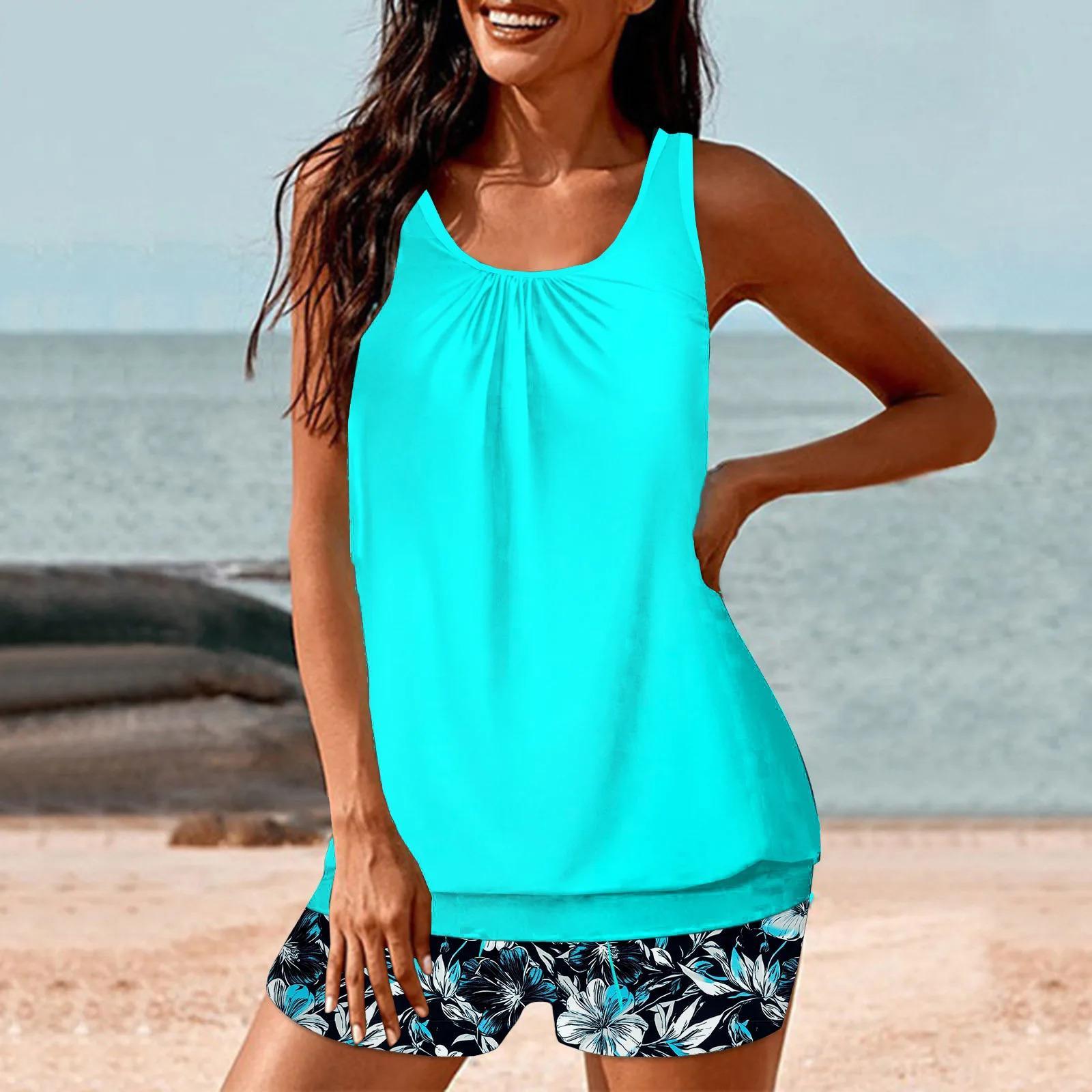 2026 Pinted Floral Tankini Two Pieces Swimsuit Women Vintage Swimwear Female Bathers Bathing Swimming Swim Suit Beachwear