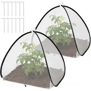 2 Pcs Pop Up Insect Barrier Plant Cover Tent, 22 x 22 x 22 Inch Foldable Garden Plant Protectors Mesh Enclosure, Garden Net Cage Bird Insect Guard Cover for Protecting Plants Fruits Vegetables