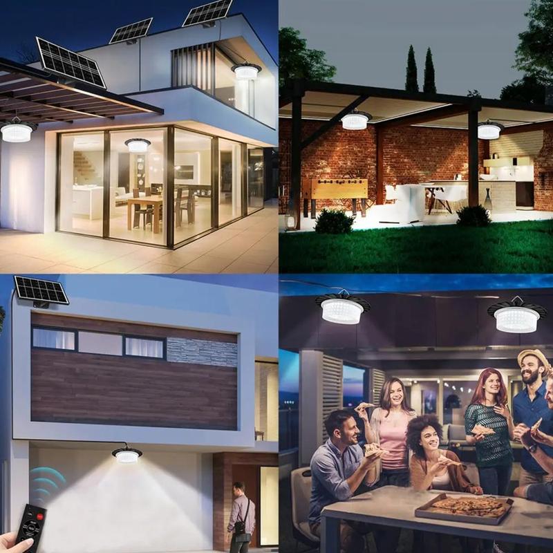 224-LED Solar Pendant Light with Motion Sensor, 5-Mode Waterproof Floodlight with Remote Control, Outdoor Wall and Garden Light for Patio, Deck, Shed or Camping