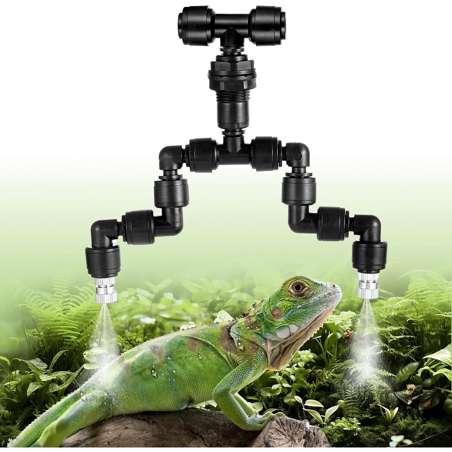 13 Pack 1/4" - Reptile Mister System Reptile Mister Nozzle Kit,360  Adjustable 1/4 Misting Nozzle  Quick Connect Fittings for Aquarium,Vivarium,, Amphibians
