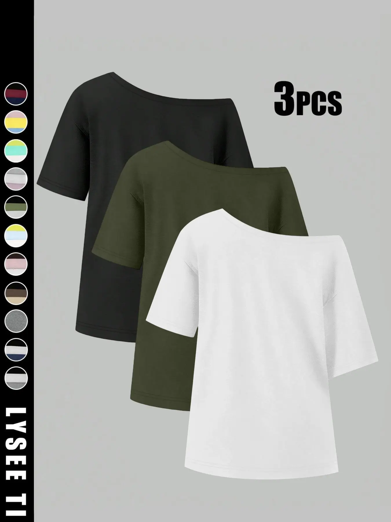 3-Pack Women's Casual Basic Off-Shoulder Tops T Shirts Tops, Lightweight Comfortable All-Season Wear, Perfect for Summer and Spring, Ideal Everyday Choice