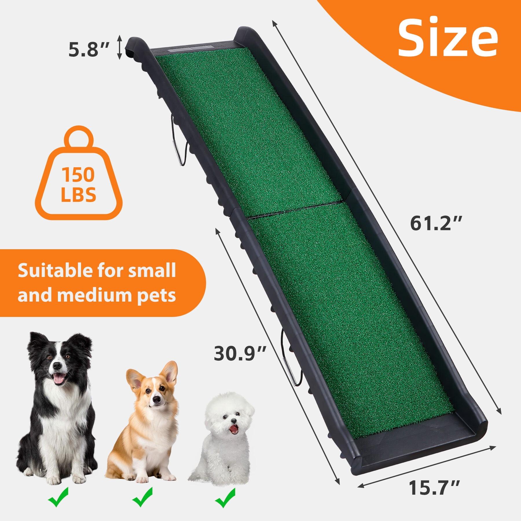 Segawe 61" Pet Ramp with Grass Padded Folding Portable Dog Ramp for Cars, SUV & Truck