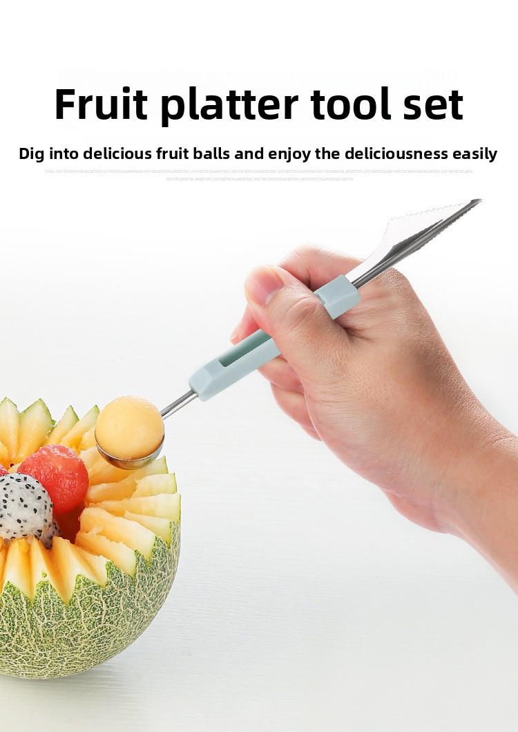 6 in 1 Fruit Baller Cutter Set Multi Function Fruit Carving Tools for Fruit Platter Decoration