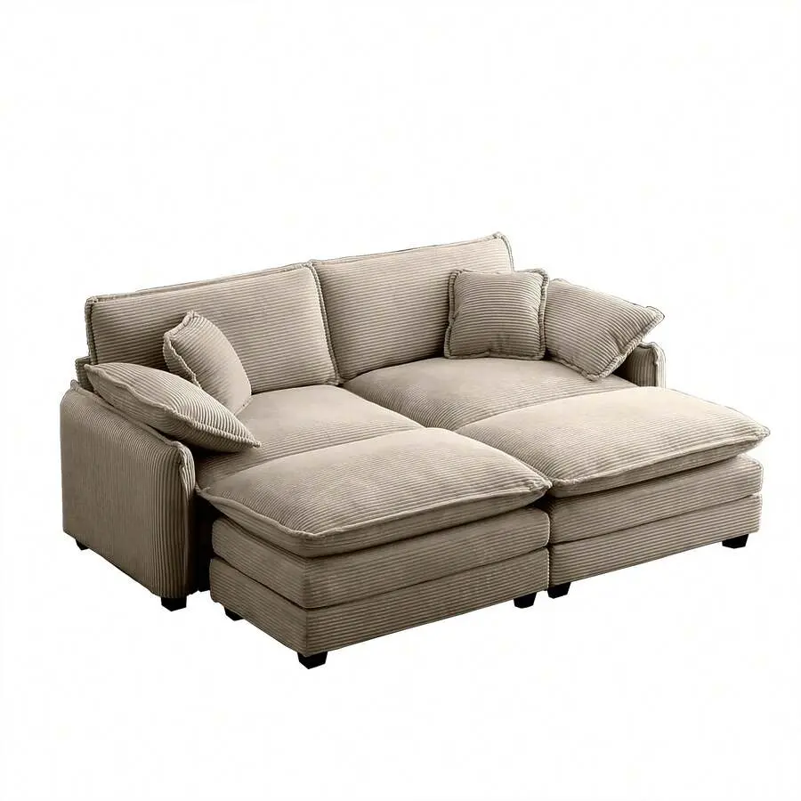 2-Seater Theater Sofa With 2 Footrest, 2-Seater Sofa With Ottoman Small Living Spaces