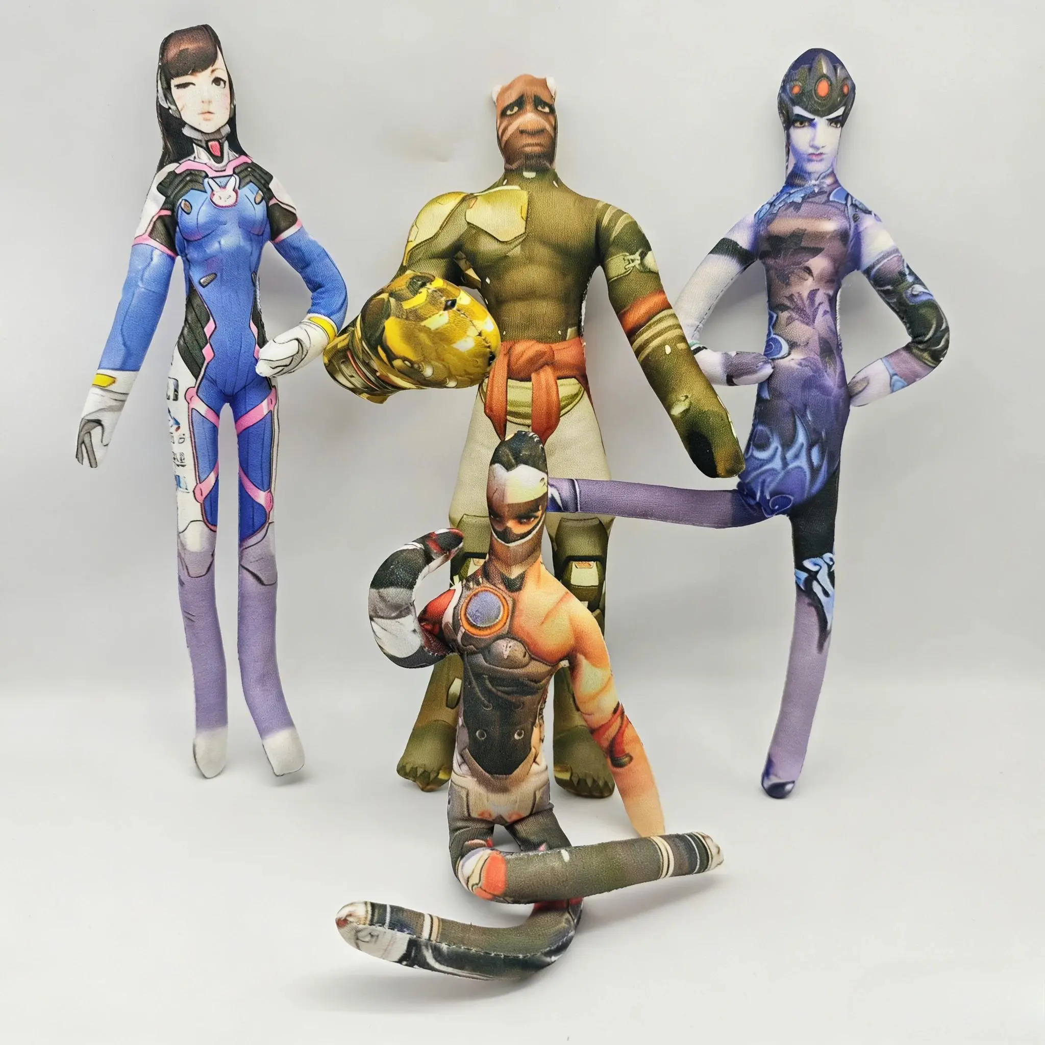 28cm Overwatch Tracer Genji Dva Cosplay Plush Stuffed Doll Twistable Shape Iron Wire Skeleton Movable Limbs Mouse Plushie Gift