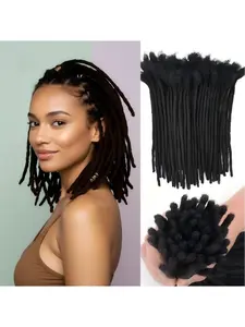 Loc Extensions Human Hair 0.6cm Width 4-16 inch 10 30 60 100 Strands 100% Real Human Hair Dreadlock Extensions for Men/Women Full Head Handmade Can Be Dyed and Bleached Soft Dreadlock Extensions Dreadlocks Extensions Natural Black