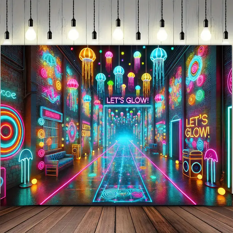 Lightweight Neon Glow Party Polyester Tapestry Backdrop - Bright Color Home Decor for Weddings, Photo Booths, Studio Photography