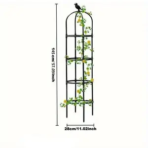 Adjustable Garden Trellis for Climbing Plants, Multi-Purpose Plastic and Glass Fiber Support Cage, Indoor and Outdoor Plant Tower with Bird Details