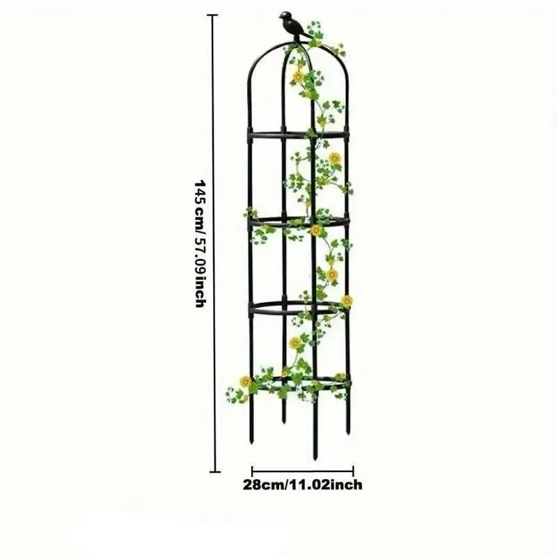 Adjustable Garden Trellis for Climbing Plants, Multi-Purpose Plastic and Glass Fiber Support Cage, Indoor and Outdoor Plant Tower with Bird Details