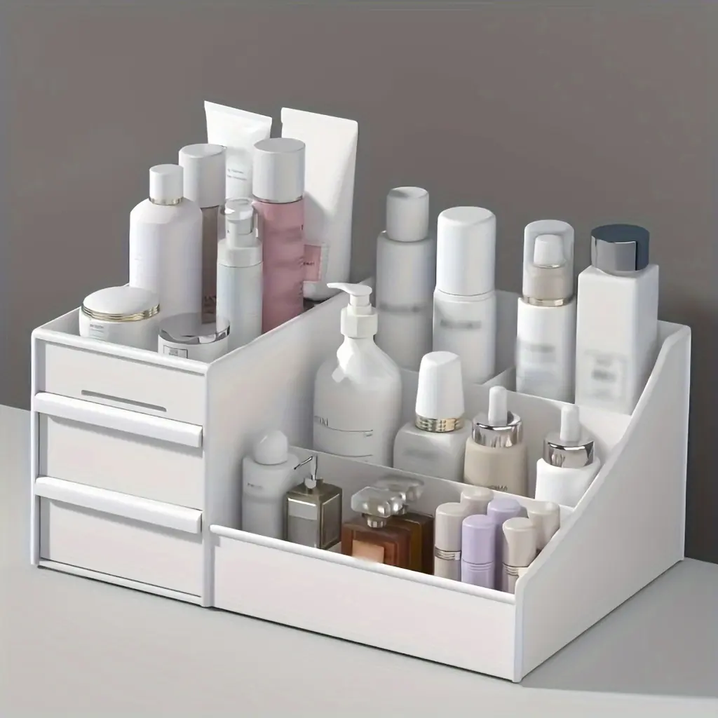 1 Pack Cute Cosmetics Organizer With Drawers Countertop Cosmetic Storage Box Multi Scene Vanity Storage Drawer For Bedroom Bathroom Counter Ideal Beauty Organizer For Women Girls