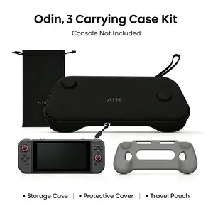 Ayn Odin 3 Handheld Game Console Protection Set, Anti-Slip Silicone Case, Shockproof Hard Storage Bag, Soft Flannel Drawstring Pouch, Portable Travel Kit