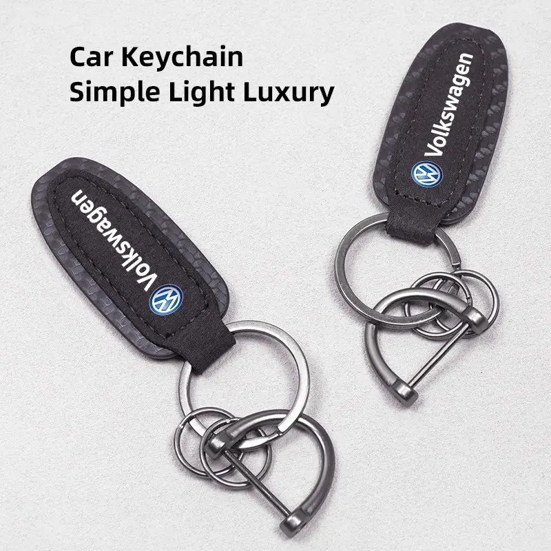 Metal Leather Car Keychain Car Key Ring For VW GTI Polo Golf Passat Touareg Jetta Tiguan Taos ID.3 ID.7 Atlas Amarok ID.5 ID.4 Arteon Variant Taigo Nivus Caddy Virtus CC Touran Sharan Beetle Scirocco