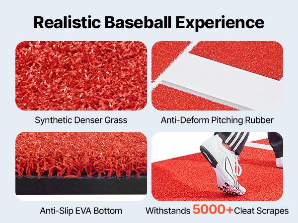 10x3ft Softball Pitching Mat Baseball Pitching Rubber Mound for Indoor Outdoor