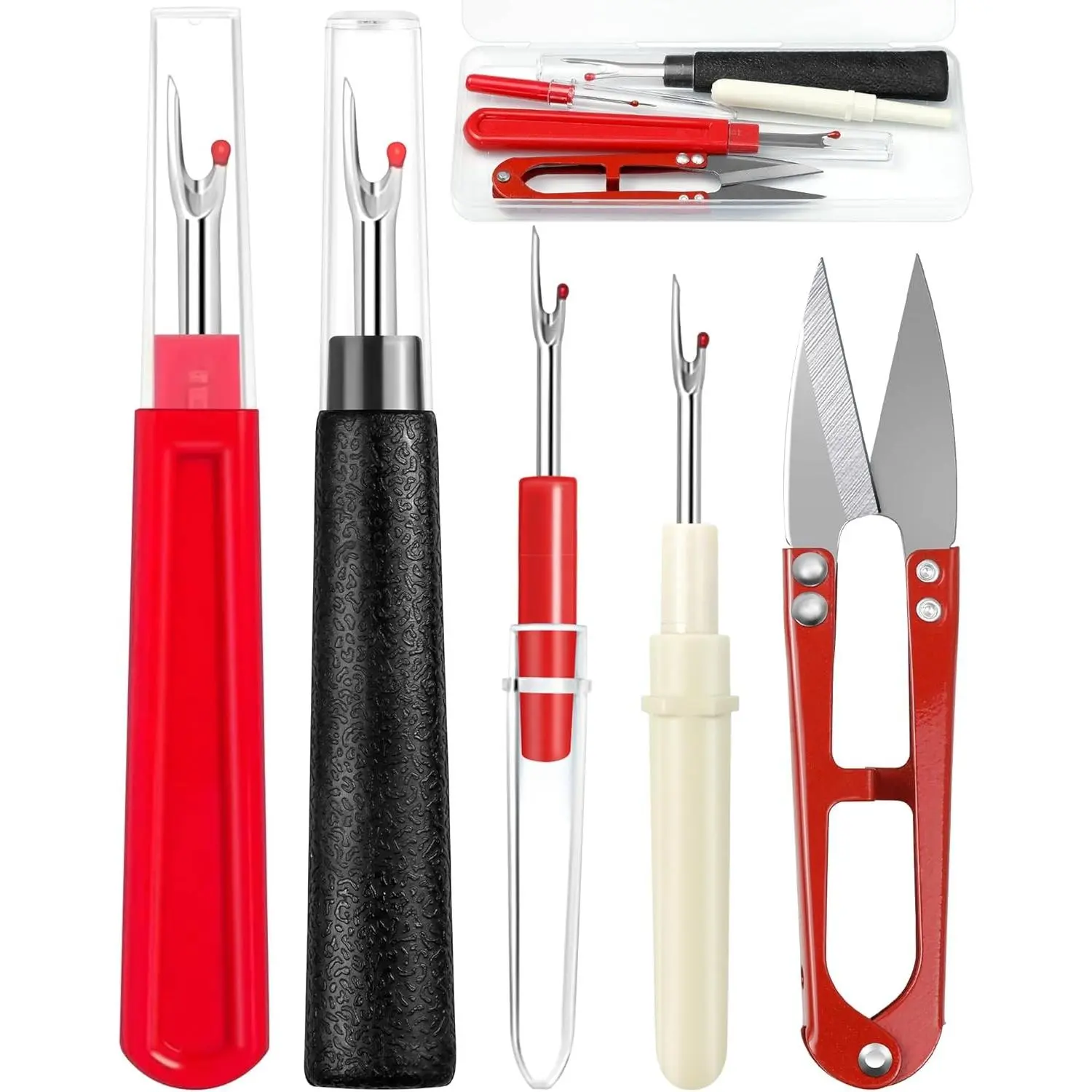 Seam Ripper Sewing Kit - 2 Big Stitch Removers, 2 Small Stitch Removers, Thread Snips for Embroidery Projects