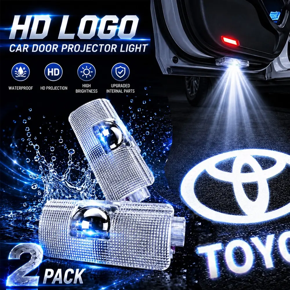 2PCS HD LED Car Door Logo Projector Lights for Toyota 4Runner Camry Corolla Highlander Tundra Prius Sienna Land Cruiser | 2 Logo Patterns Available | Plug & Play Welcome Puddle Lights