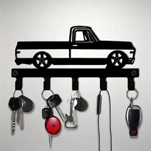 Vintage Truck Cast Iron Key Holder for Wall, Space-Saving Organizer Hook for Car Keys, Hats, Bags, Towels, Farmhouse Style Home Decor, Durable Wall-Mounted Storage
