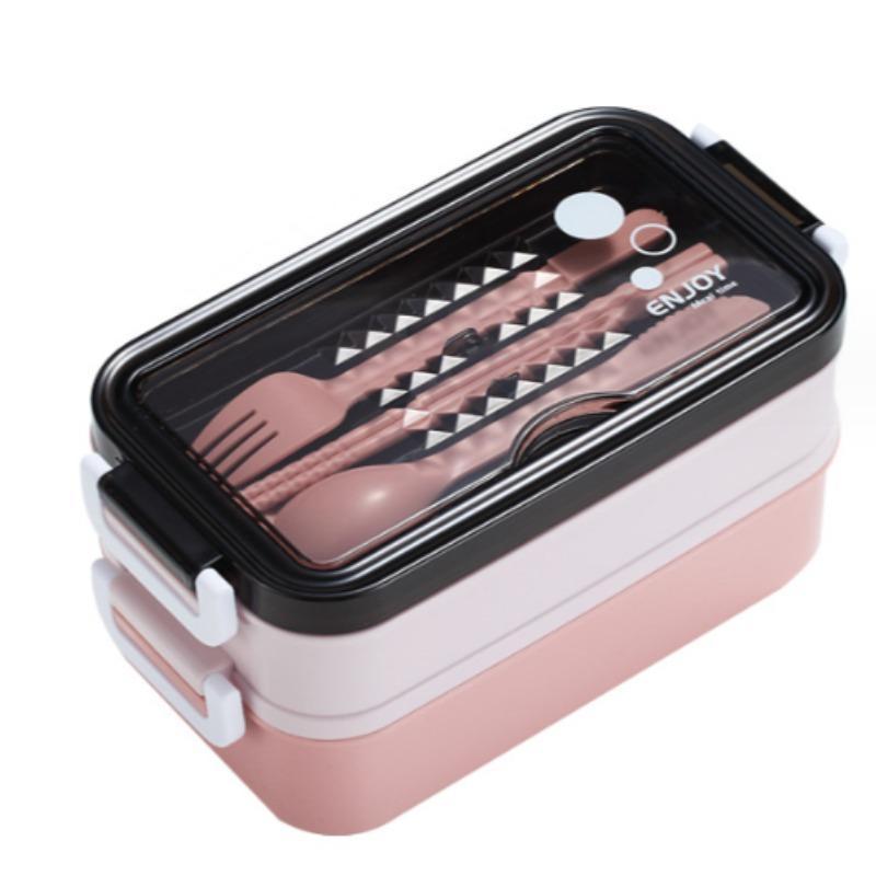 Portable Personal Lunch Box with Cutlery, Large Capacity Double Layer Insulated Lunch Box, Insulated Lunchbox Cooler, Household Kitchen Supplies for School, Office, Picnic, Traveling, Teenagers and Workers, Meal Prep Containers